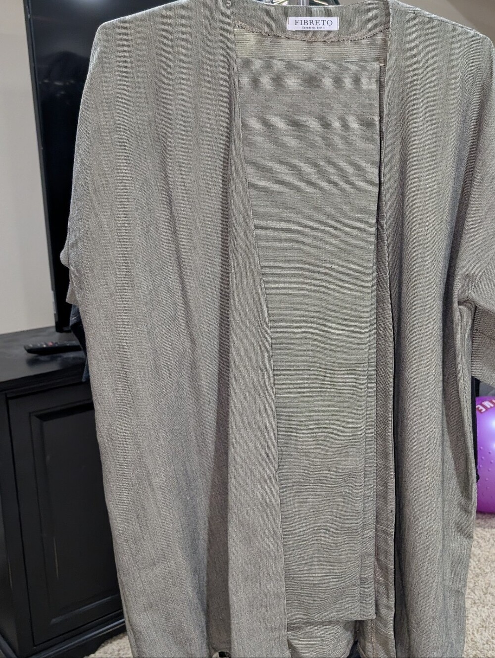Fibreto Lightweight Open Front Gray Cardigan